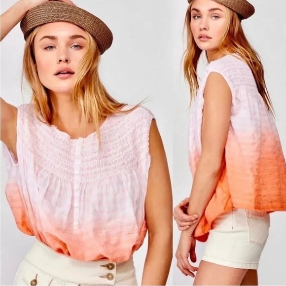 We the Free for Free People NWT Little Bit of Something Ombré Top Orange Size XS - Picture 1 of 14
